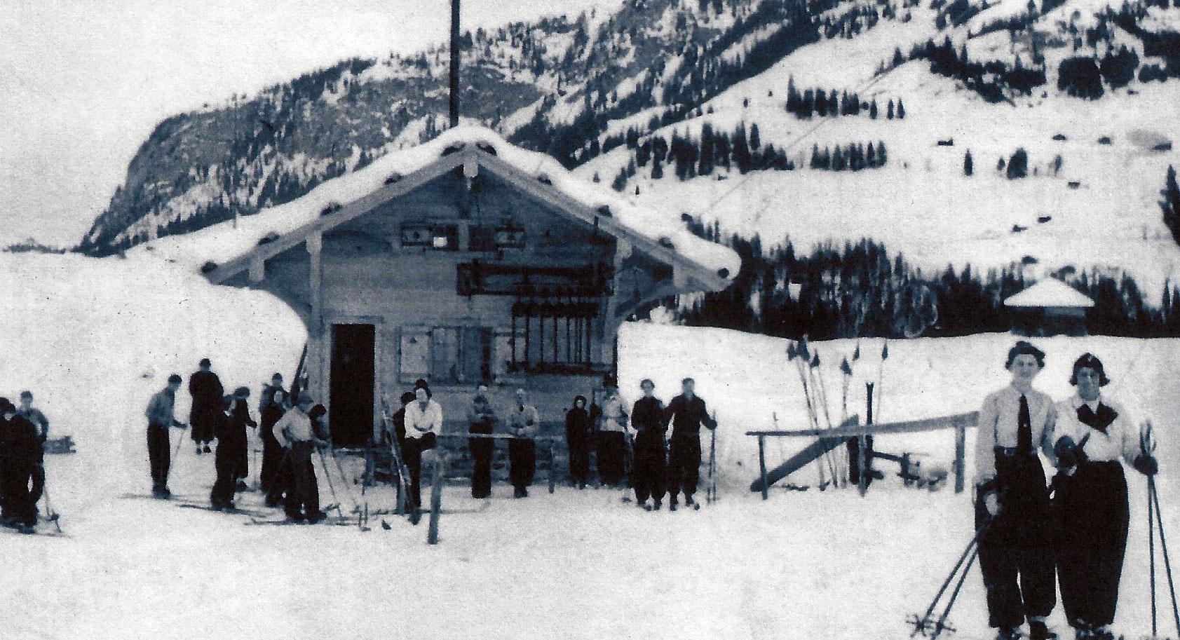 Erster Skilift in Engelberg auf der Gerschnialp, später Skilift Klostermatte 1938-1940