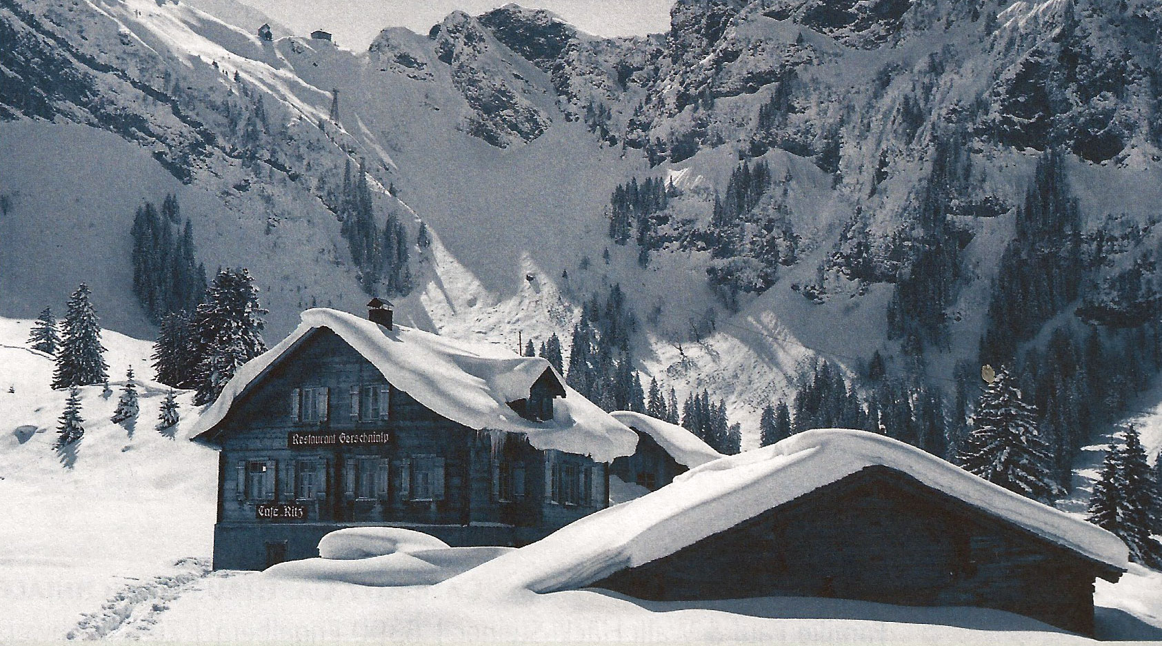 Die alte Alphütte auf Gerschni, das spätere Café Ritz